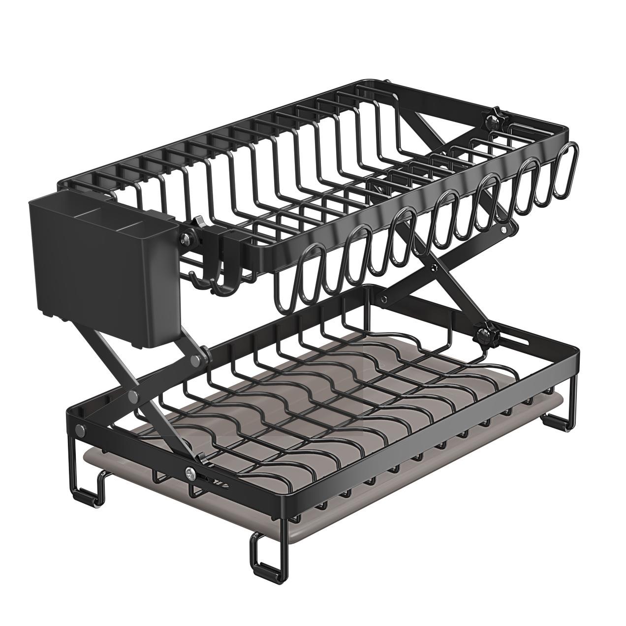 可折叠厨房置物架台面放碗碟碗盘架子免安装沥水晾碗架碗筷收纳架 - 图3