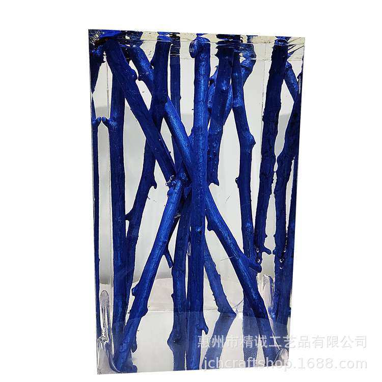 现代简约创意实木方形透明树脂别墅酒店样板房坐凳墩子摆件,淘宝优惠券,粉丝福利购,淘宝优惠卷