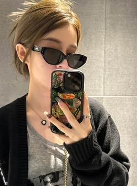 速发2镜2新性凹造型墨0潮级感街拍复古风太镜个款百搭