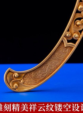 速发手摇转筒底黄件式座铜长柄配套三足转动轮莲花底座摆藏加大号