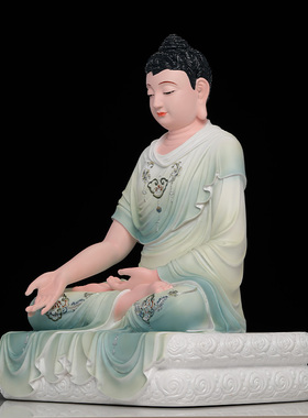 速发汉白玉如迦牟尼佛像说法佛释来祖佛三宝佛坐像居家供奉摆件