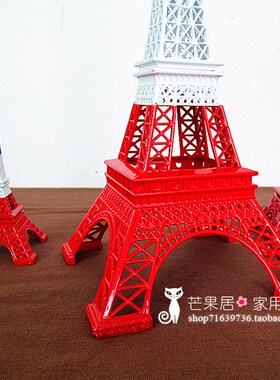 速发圣诞节礼品埃菲尔铁塔带型摆件装饰红盒蓝纪念版模礼白法国纪