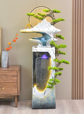 创意假山循环流水室内玄关客厅电视柜景观装饰送礼品落地喷泉摆件