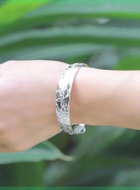 佳璟珠宝旗舰店足银手镯 足银实心国风经典妈妈手镯