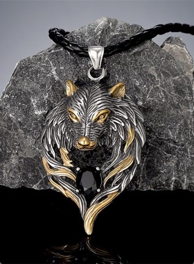 Punk Norse Mythology Odins Wolf Necklaces Men Gold Color St
