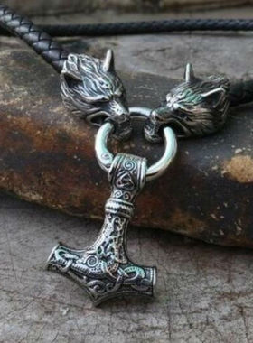 Viking Thor Thor Hammer Pendant Necklace Nordic Celtic Wolf