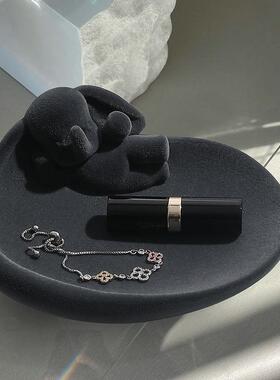 轻奢植绒小飞象钥匙收纳摆件客厅桌面首饰盘入户玄关家居装饰品