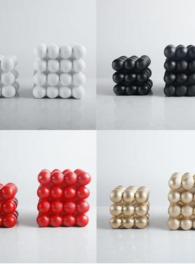 简约现代树脂蓝色多球立方摆件样板房间客厅茶几桌面摆件软装饰品