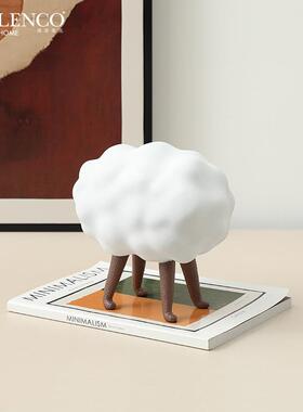 现代极简抽象动物卷卷羊可爱摆件展厅民宿客厅桌面创意家居装饰品