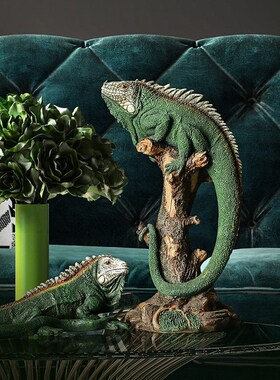 美式客厅酒e柜电视柜工艺装饰品摆设欧式创意蜥蜴摆件家居