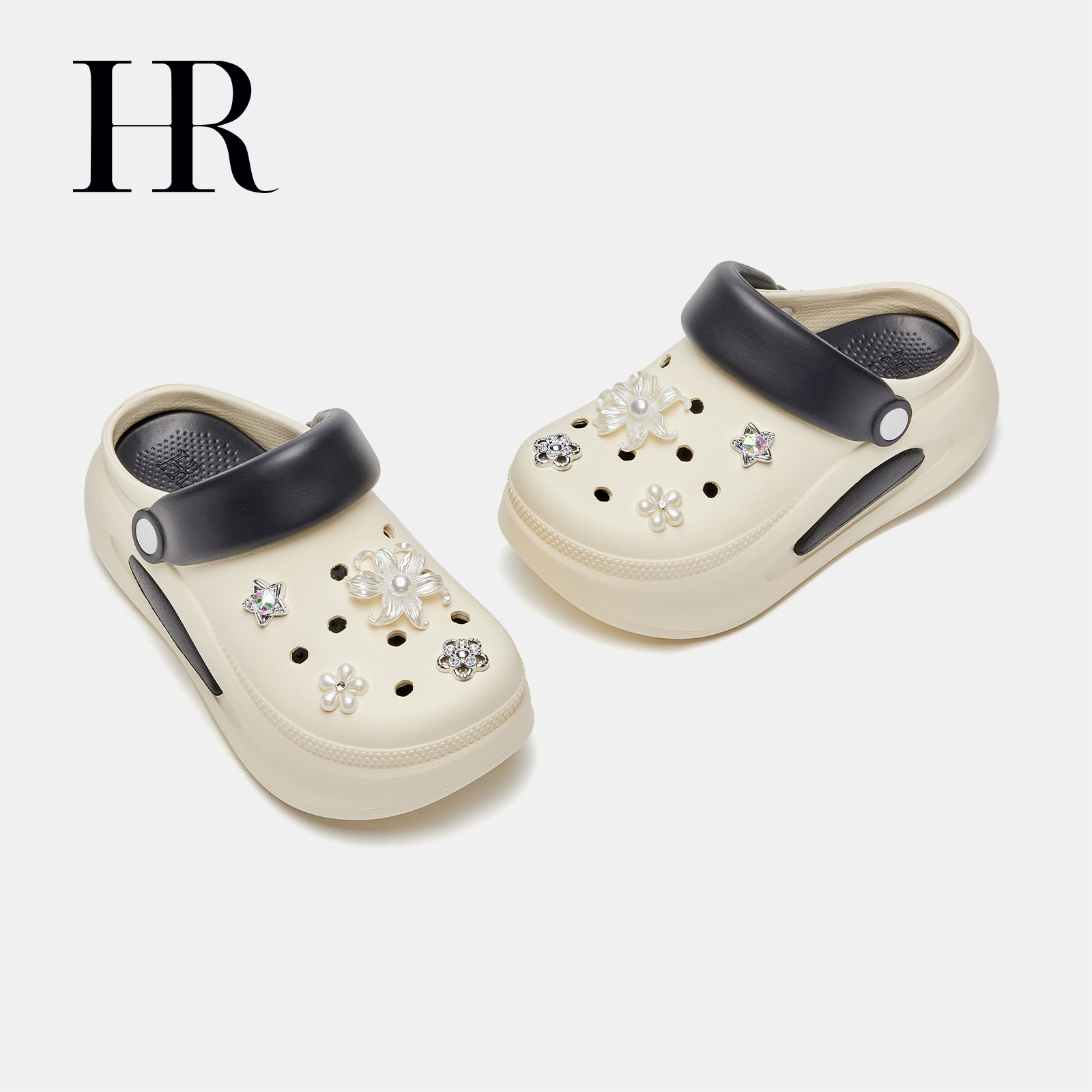 HR赫莲娜女鞋子2025夏季新款洞洞鞋厚底小众设计外穿沙滩两穿拖鞋 - 图1