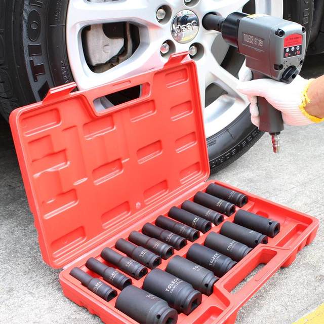 Plum Blossom Sleeve 1/2 Pneumatic Small Wind Cannon Twelve Corner Flower Sleeve Head Electric Wrench 12-Piece Combination Tool Set
