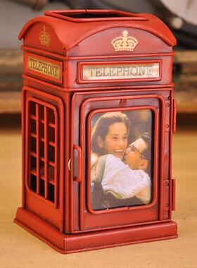 桌上复古电话亭TB534978摆笔筒件欧美式品书居房桌面英伦风家装饰