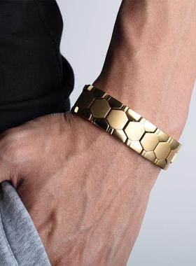 东莞不锈钢厂家钛钢男士球形手链 锗石霸气锗粒磁石四合一元素