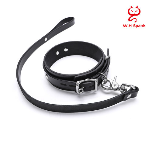 W.H Spank项圈皮质牵引链项链脖圈颈圈个性K9大型犬情侣夫妻 - 图0