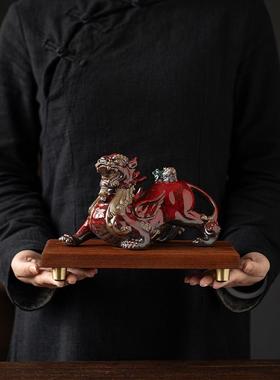 中式招财镇宅飞天貔貅摆件一对家居客厅办公室旺财皮丘聚财装饰品