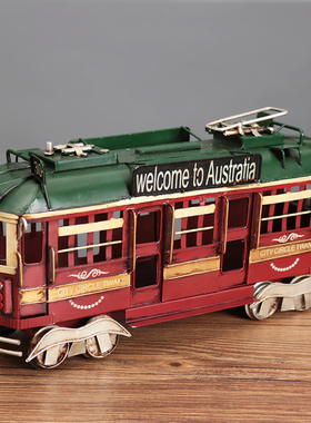 速发欧式复古怀旧老意创式爷层巴士公交车电车老双车模型道具装饰