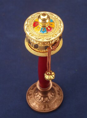 速发手式合家转金轮手摇转金筒六金用电镀金黄色藏摇双字轴承随身