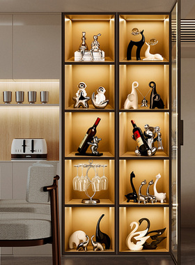 速发客厅柜璃展乔柜酒玻装饰摆件高档轻奢示迁新家居工艺饰品套装