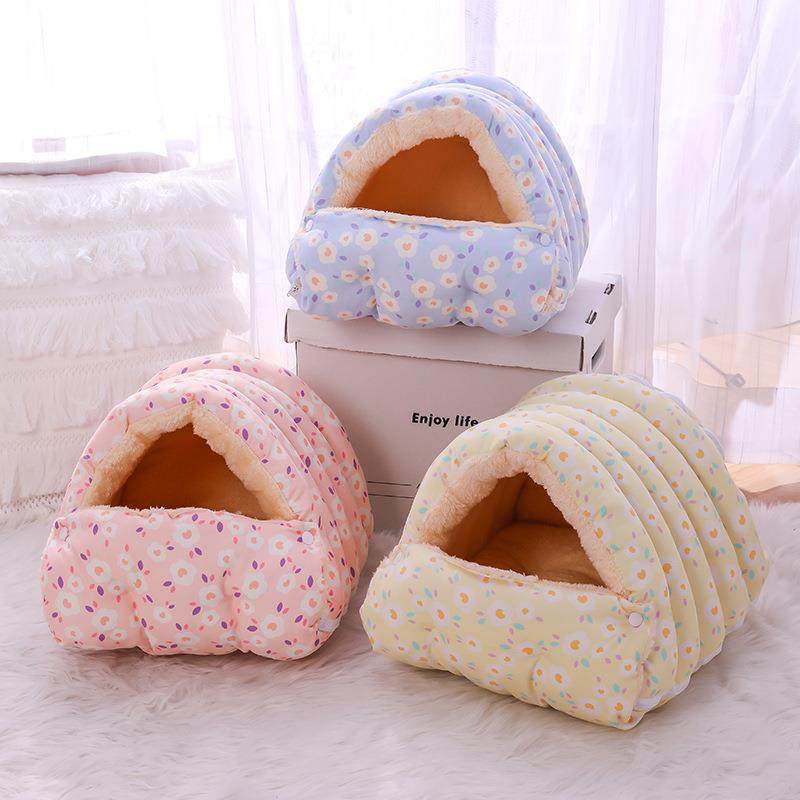 冬季新款封闭型保暖猫窝可拆卸猫咪睡袋加绒加厚保暖狗窝小型犬窝,淘宝优惠券,粉丝福利购,淘宝优惠卷