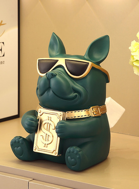 手上有钱法斗纸巾盒客厅现代轻奢高档个性狗卫生纸盒家用茶几上摆