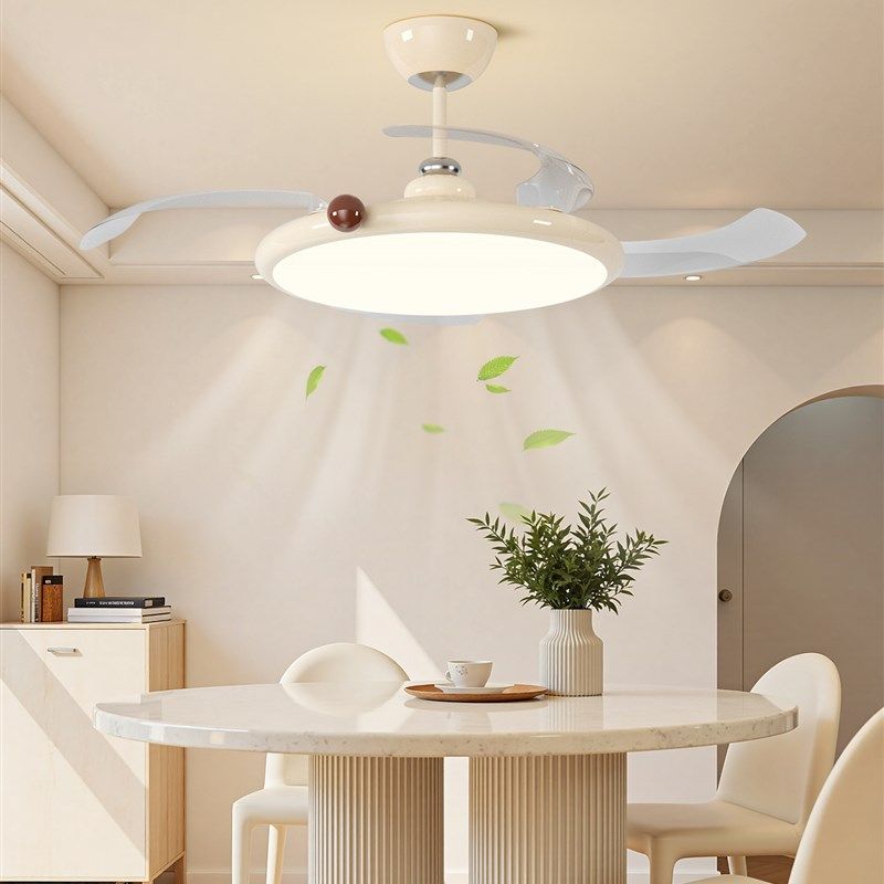 餐厅吊扇灯2025新款简约现代奶油风个性小奶豆隐形静音卧室风扇灯,淘宝优惠券,粉丝福利购,淘宝优惠卷