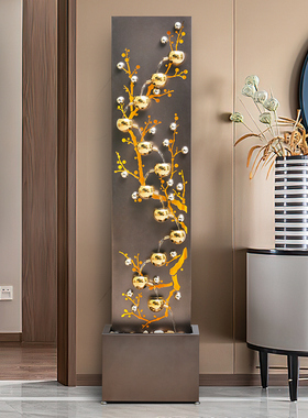 流水摆件循环水生财客厅电视柜旁边办公室玄关轻奢水景观新居开业