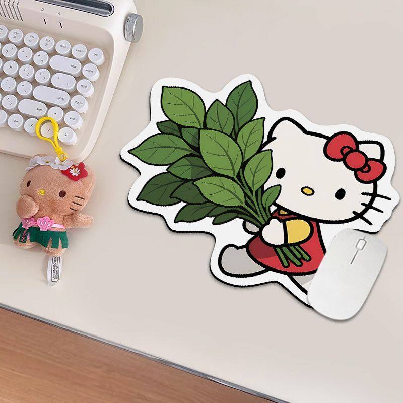 kitty柚子叶异形鼠标垫可爱卡通防滑办公室工位键盘桌垫通用杯垫,淘宝优惠券,粉丝福利购,淘宝优惠卷