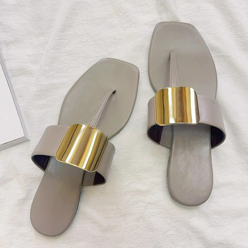 一字拖鞋女外穿2025夏新款法式平底小众休闲沙滩仙女风罗马凉拖鞋,淘宝优惠券,粉丝福利购,淘宝优惠卷