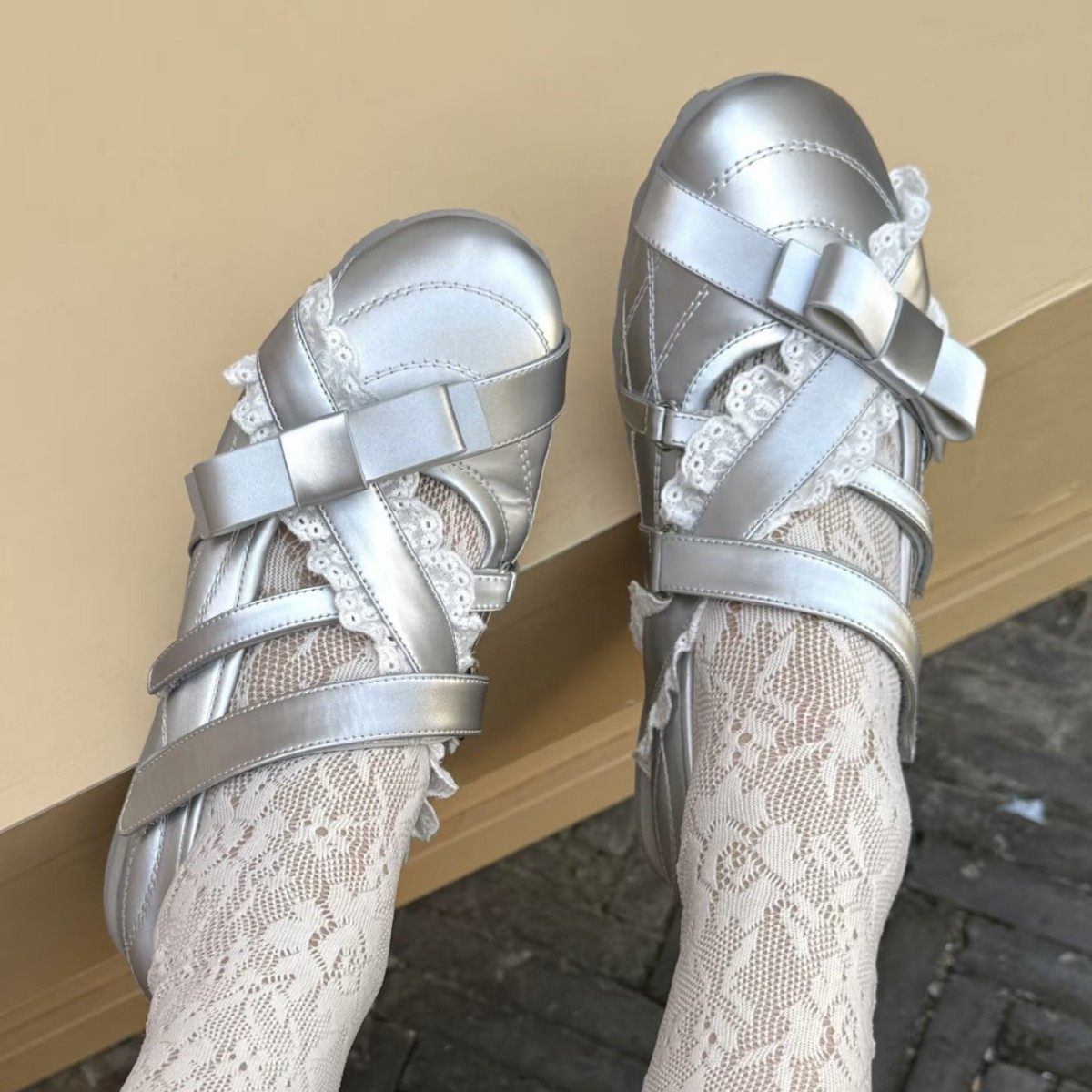 羊皮银色韩式蝴蝶结玛丽珍鞋女2026早春新款平底圆头芭蕾舞鞋单鞋,淘宝优惠券,粉丝福利购,淘宝优惠卷