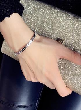 手镯女罗马钛钢金简约数字手錬玫瑰小众时尚18k高级感手环百搭不