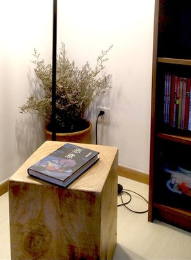 北欧实木方墩子艺术茶几摆件民宿原木凳子花架底座复古木桩支架