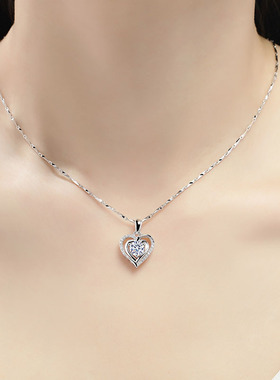 【七夕节】轻奢吊坠时尚银吊坠爱心形海洋之心满钻项链锆石项坠ML