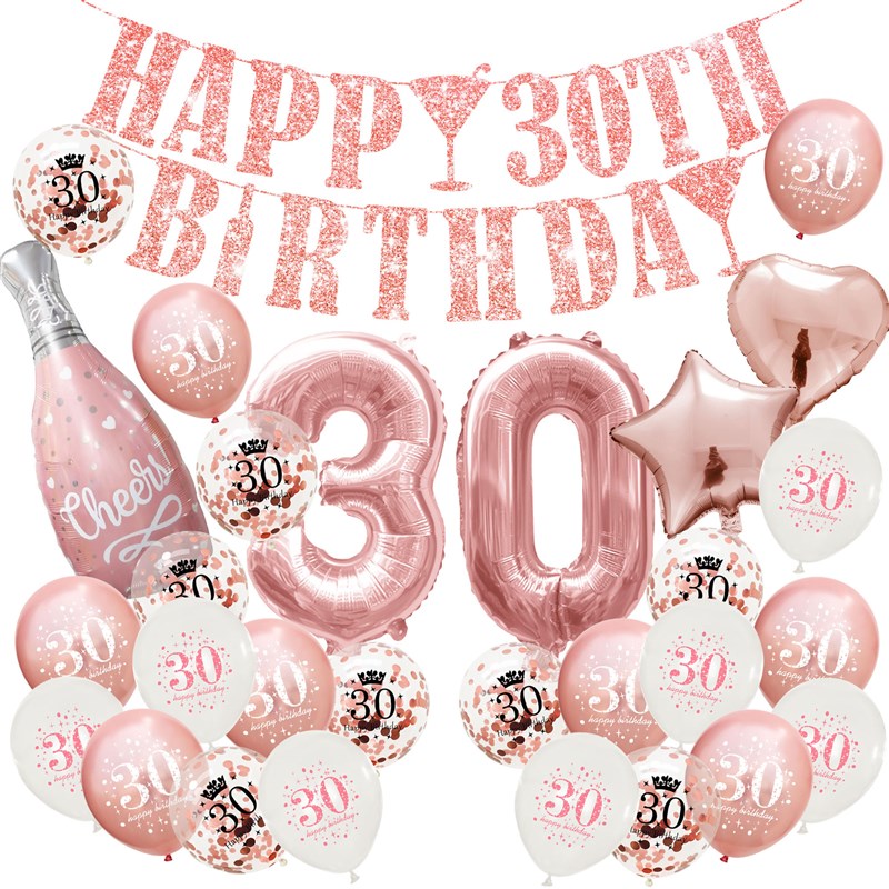 推荐Pink Rose Gold Birthday Decoration Balloons Happy Birthd - 图0