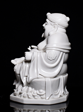 陶瓷家居土地公月兰财神爷佛像客厅招财神像供奉白瓷手工艺品摆件