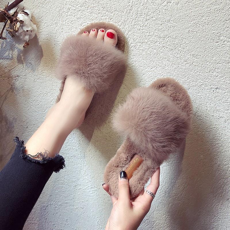 速发Home Shoes Womens Houe Slippers lFaux Fur LadiesPush SlR - 图0