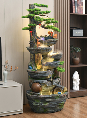 庭院假山流水喷泉客厅酒店大堂摆设循环水雾化加湿器田园风装饰摆