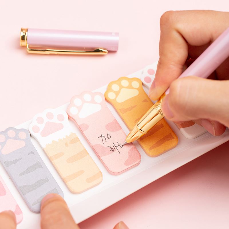 网红Mengtai Cute Cat Paw Sticky Notes Memo Pad Diary Station-图2