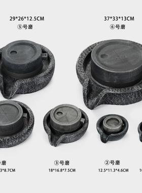 石来运转流水石磨流水摆件茶台中式装风水轮摆设茶盘假山景观创意