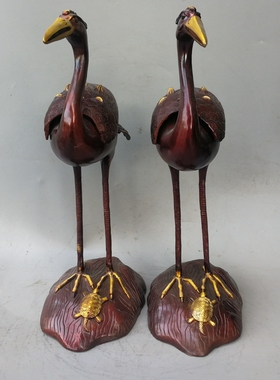 纯铜鹤香炉龙龟香薰炉香炉盘香炉千鹤熏香炉家居客厅铜器摆件