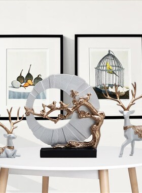 招财鹿摆件客厅酒柜玄关家居装饰创意欧式电视柜酒架新房乔迁礼物