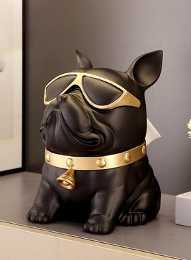 新款直销网红抽纸盒家用客厅创意高档轻奢风北欧简约现代法斗狗纸