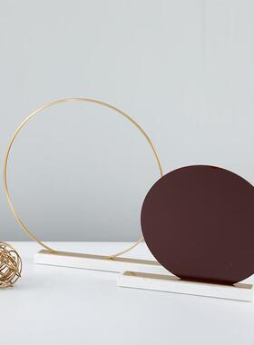 现代简约大理石属新圆环屏金风摆件中式玄YQ-H210关软装饰摆品设