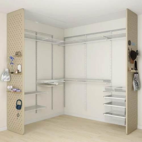 实木洞洞板开放式衣帽间侧板屏风隔断墙定制简约置物架金属衣柜 - 图0