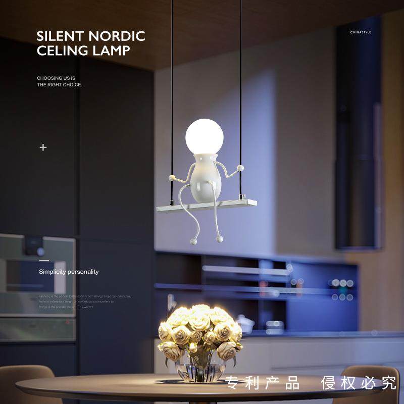 货源北欧现代简约铁艺吊灯创意个性走廊书房餐厅灯小人儿童灯,淘宝优惠券,粉丝福利购,淘宝优惠卷