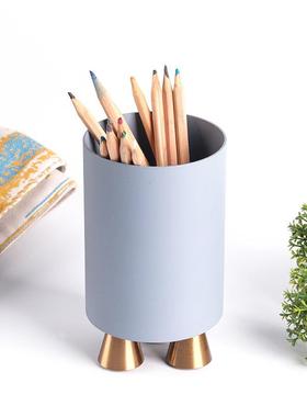 北欧轻奢摆件样板间儿童房书桌圆形笔筒办公室高级感桌面软装饰品