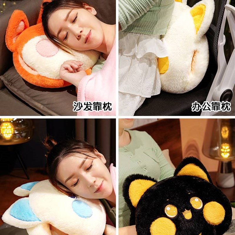 网红嘟嘟猫抱枕被子两用二合一午休枕头办公室午睡毯子汽车用靠枕 - 图1