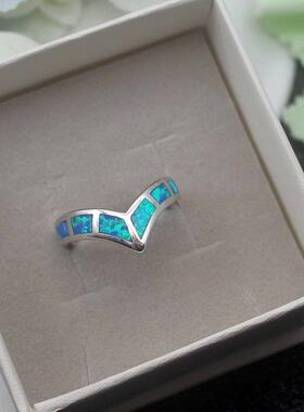 极速-Elmosa Jewellery Fashion Blue Opal Arrow Ring