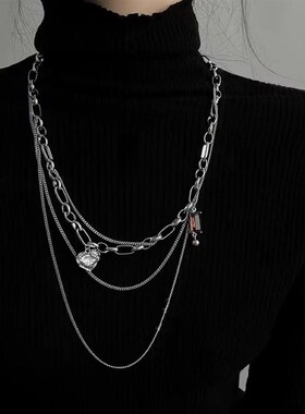 极速Colorful zircon Love Necklace titanium steel clavicle ch