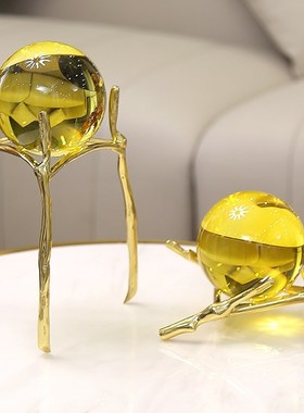 轻奢纯铜招财水晶球摆件客厅电视柜酒柜办公室乔迁礼品装饰品摆设